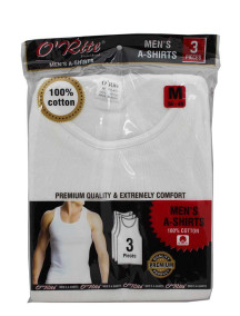 Men White A-Shirts 3 Pk - M Men White A-Shirts 3 Pk - M