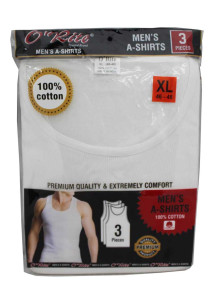 Men White A-Shirts 3 Pk - XL