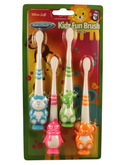 ReliaDent Kidz Fun Brush 4 pk Toothbrushes - Ultra Soft ReliaDent Kidz Fun Brush 4 pk Toothbrushes - Ultra Soft