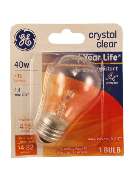 GE Ceiling Fan A15 40w Bulb 1 ct - Crystal Clear GE Ceiling Fan A15 40w Bulb 1 ct - Crystal Clear