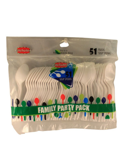 Kitchuten Disposable Plastic Soup Spoons 51 ct