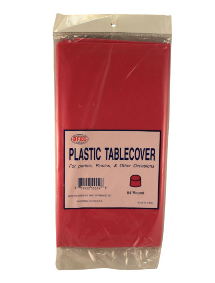 Plastic Table Cover 84" Round - Fuchsia