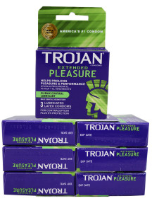 Trojan Extended Pleasure Lubricated Latex Condoms 6 pks of 3 Condoms