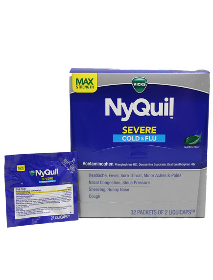 Nyquil Severe Cold & Flu Max Strength Dispenser - 32 Packets 