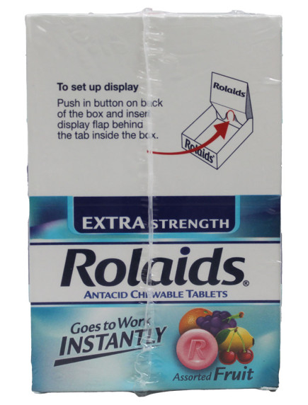 Rolaids Antacid Chewable Tablets Extra Strength Display - 12 Rolls (10 Tablets Each) Fruit Rolaids Antacid Chewable Tablets Extra Strength Display - 12 Rolls (10 Tablets Each) Fruit