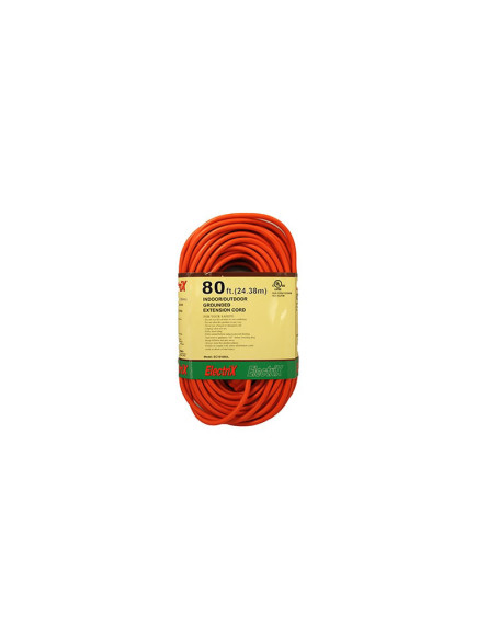 Electrix 80 ft Indoor/Outdoor Grounded Orange Extension Cord