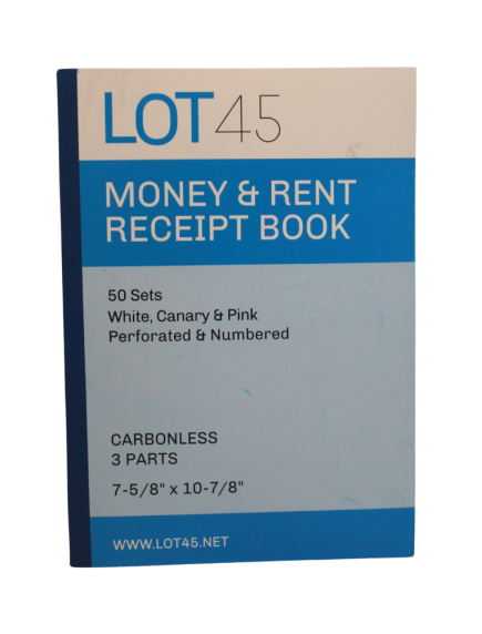 Lot45 Money & Rent Receipt Book Carbonless 3 Parts 50 Sets
