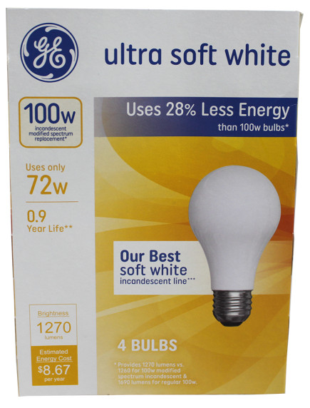 GE Light Bulb 100w 4 ct - Ultra Soft White 