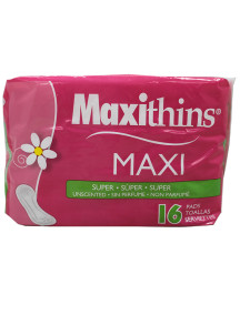 Maxithins Maxi Pads 16 ct - Super Unscented 
