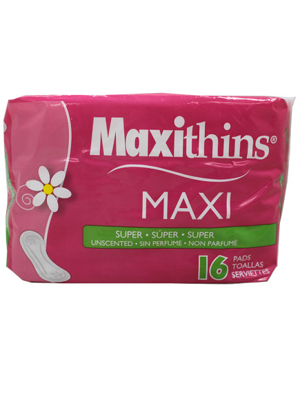 Maxithins Maxi Pads 16 ct - Super Unscented 