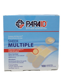 Paraid Sheer Bandages 100 ct Assorted Sizes Paraid Sheer Bandages 100 ct Assorted Sizes