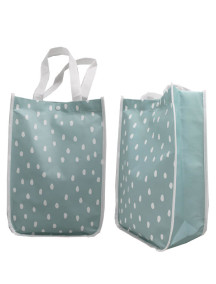 Light Blue Polka Dot Reusable Bag With Button Closure