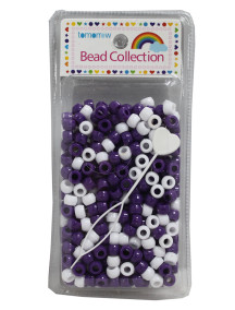 Hair Beads 500 ct - Purple & White 
