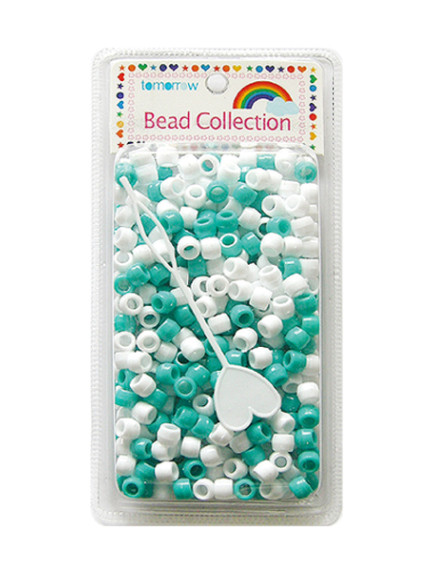 Hair Beads 500 ct - Aqua Blue & White