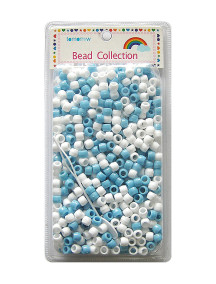 Hair Beads 500 ct - Light Blue & White 