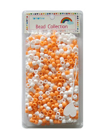 Hair Beads 500 ct - Light Orange & White 