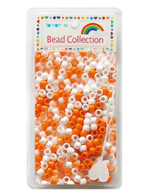Hair Beads 500 ct - Orange & White 