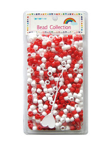Hair Beads 500 ct - Red & White 