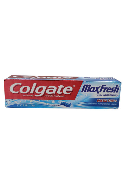 Colgate Max Fresh 6.0 oz Toothpaste - With Whitening Breath Strips Cool Mint 
