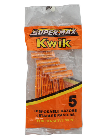 Super Max Kwik Disposable Razors 5 pk 