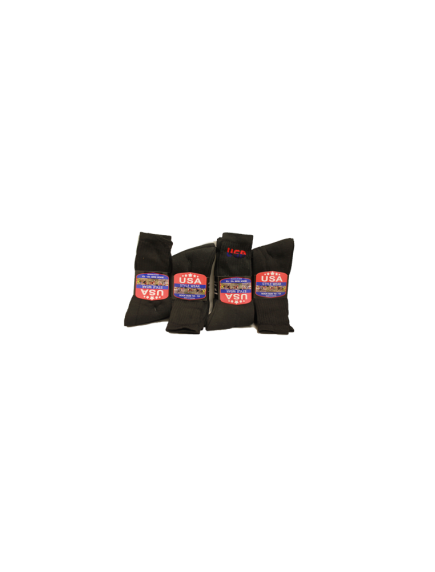 USA Style Wear Black Tube Socks 3 pk 10-13 (Price Per Dozen)