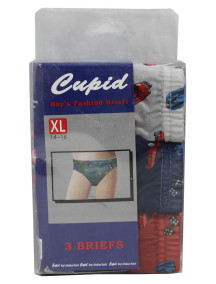 Cupid Boy's Fashion Briefs 3 pk Size XL (14-16) - Assorted Styles & Colors 