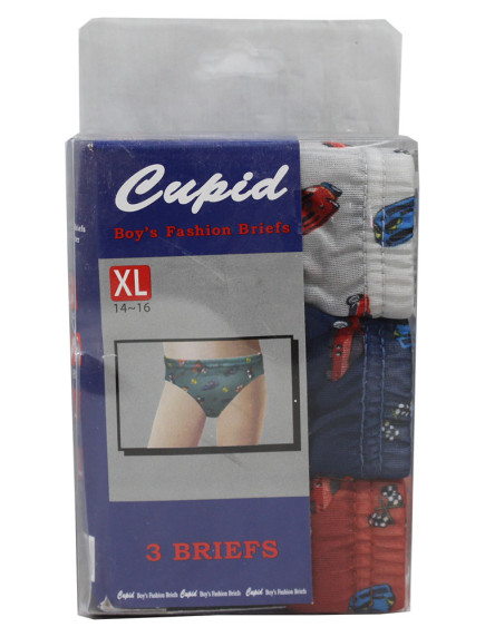 Cupid Boy's Fashion Briefs 3 pk Size XL (14-16) - Assorted Styles & Colors 