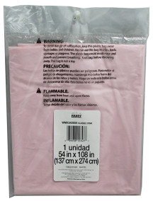 Party Creations Plastic Table Cover 54 in x 108 in - Classic Pink