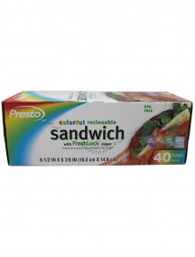Presto Colorful Reclosable Sandwich Bags 50 ct 