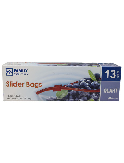 Family Essentials Slider Bags Quart Size 13 ct Family Essentials Slider Bags Quart Size 13 ct
