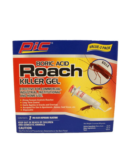 Pic Boric Acid Roach Killer Gel- 2 Pre Filled Disposable Injectors Pic Boric Acid Roach Killer Gel- 2 Pre Filled Disposable Injectors