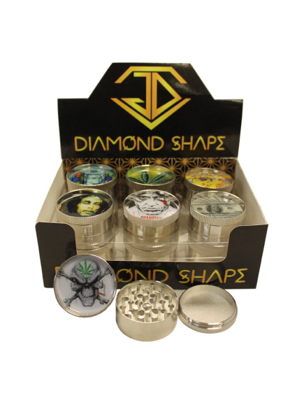 Diamond Shape Teeth Herb/Tobacco Grinders 2 inch - Assorted 