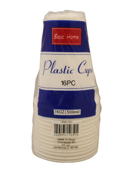 Plastic Cups 16 oz/16 ct - White
