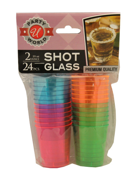 Plastic Shot Glasses 2 oz/24 ct - Assorted Colors 
