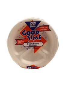 Good Time Foam Plates w/Dividers 22 ct
