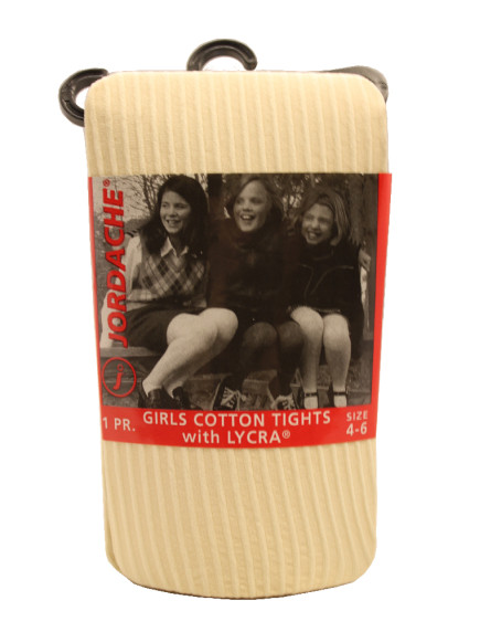 Girls Cotton Tights with Lycra - Ivory 4-6 