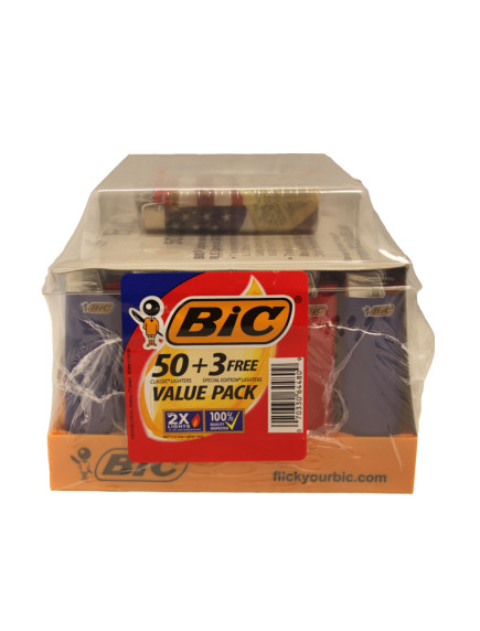 BIC Classic Lighters 50 ct  + 3 Free Special Edition Lighters 