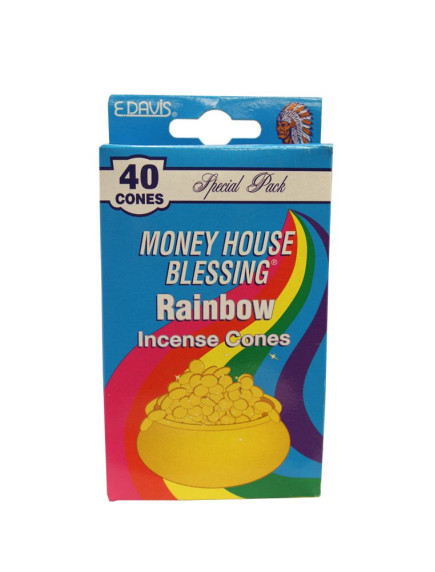 Money House Blessing Incense Cones 40 ct - Rainbow