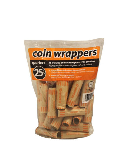 Coin Wrappers 25 Cents 36 ct Coin Wrappers 25 Cents 36 ct