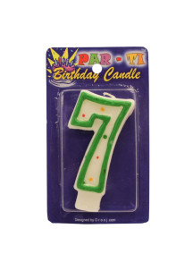 Par-Ti Number 7 Candle - Green Outline