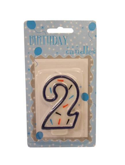 Birthday Candle Number 2 - Blue Outline