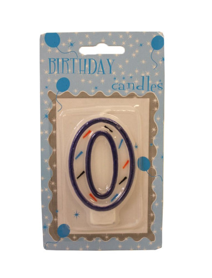 Number 0 Candle - Blue Outline