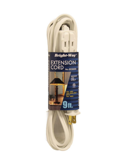 Bright-Way Extension Cord 9 Ft - White