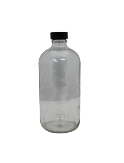 Glass Clear 16 oz Refillable Bottle with Cap 