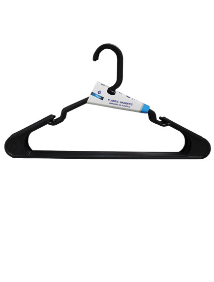 Plastic Hangers 6 pk - Black