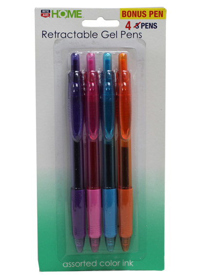 Rite Aid Retractable Gel Pens 4 pk - Assorted Color Ink Rite Aid Retractable Gel Pens 4 pk - Assorted Color Ink