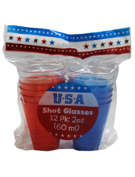Plastic USA Shot Glasses 2 oz 12 pk 