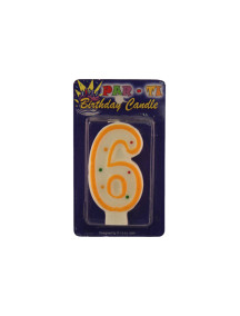 Par-Ti Number 6 Candle - Yellow Outline