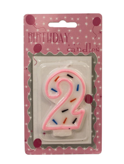 Birthday Candle Number 2 - Pink Outline Birthday Candle Number 2 - Pink Outline