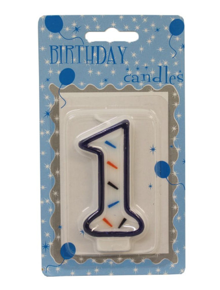 Number 1 Candle - Blue Outline Number 1 Candle - Blue Outline